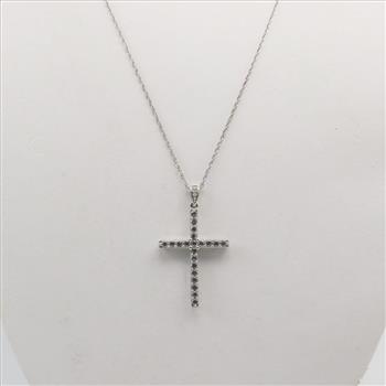 Silver Diamond Cross Necklace