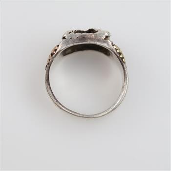 Silver Gold Accent Eagle Ring