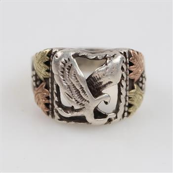 Silver Gold Accent Eagle Ring