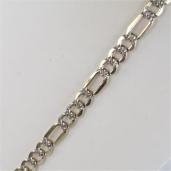 Silver Gold Plated Figaro Check Link Necklace