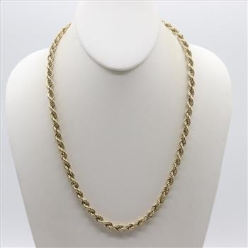 Silver Gold Plated Twisted Rope Necklace