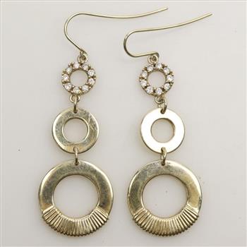 Silver GP Clear Stone Dangle Earrings