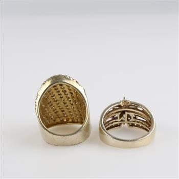 Silver GP Clear Stone Rings, 2 Pieces