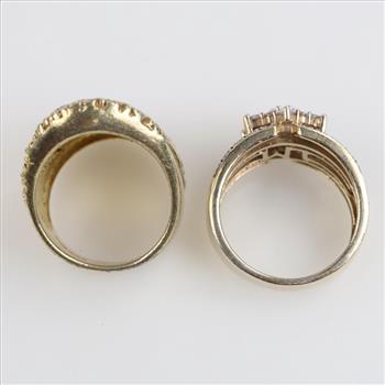 Silver GP Clear Stone Rings, 2 Pieces