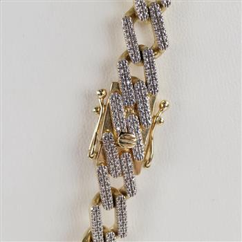 Silver GP Diamond Encrusted Link Necklace
