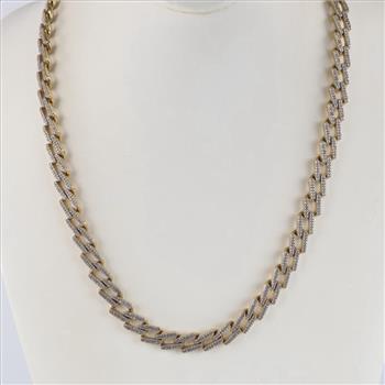 Silver GP Diamond Encrusted Link Necklace