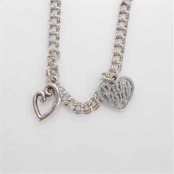 Silver James Avery Bracelet With 2 Heart Charms, 10.71g
