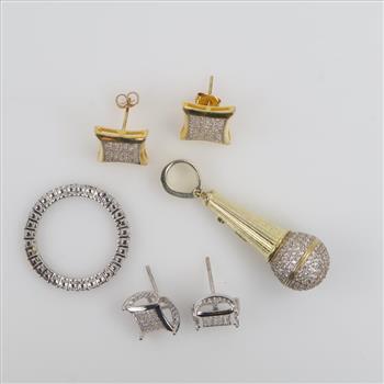 Silver Jewelry Clear Stone Accent, 6 Pieces