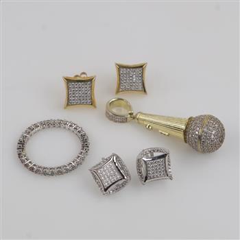 Silver Jewelry Clear Stone Accent, 6 Pieces