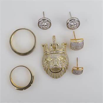 Silver Jewelry Clear Stone Accent, 7 Pieces