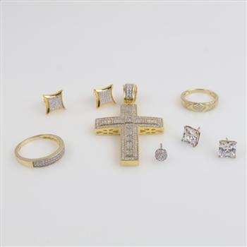 Silver Jewelry Clear Stone Accent, 8 Pieces