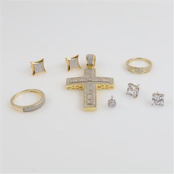 Silver Jewelry Clear Stone Accent, 8 Pieces