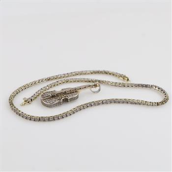 Silver Jewelry With Clear Stones, 2 Pieces