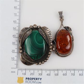 Silver Jewelry With Stones, 2 Pieces