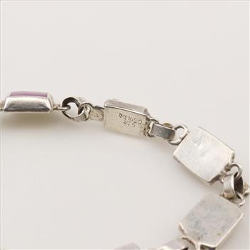 Silver Multi Color Stone Inlay Bracelet