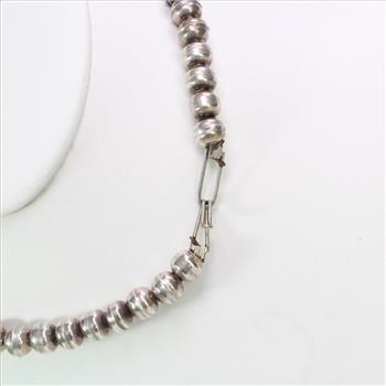 Silver Navajo Pearl  And Turquoise Necklace, 50.19g