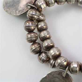 Silver Navajo Pearl  And Turquoise Necklace, 50.19g