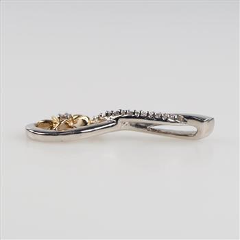 Silver Pendant 10kt Gold And Diamond Accent