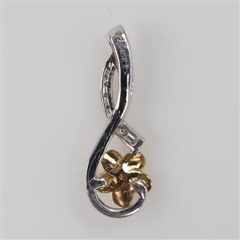 Silver Pendant 10kt Gold And Diamond Accent
