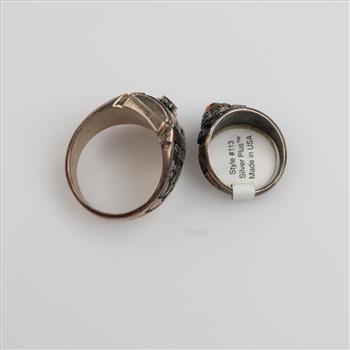 Silver Plated Class Rings, 2 Pieces