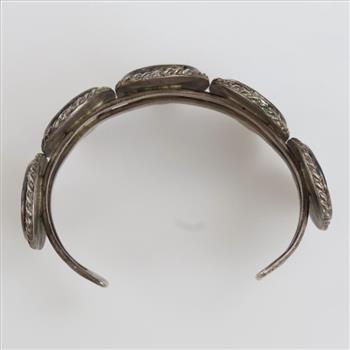 Silver Plated White Stone Cuff Bracelet