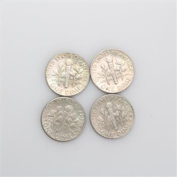 Silver Roosevelt Dimes, 4 Pieces