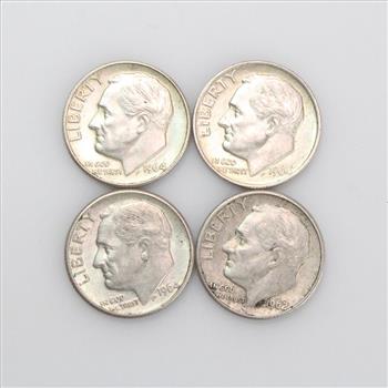 Silver Roosevelt Dimes, 4 Pieces
