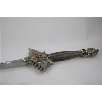 Silver Toned Sword With Detailed Dragon Handle