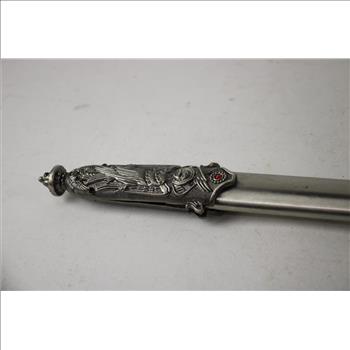 Silver Toned Sword With Hawk Head Handle