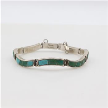 Silver Turquoise Inlay Bracelet