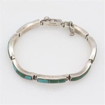 Silver Turquoise Inlay Bracelet