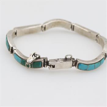 Silver Turquoise Inlay Bracelet