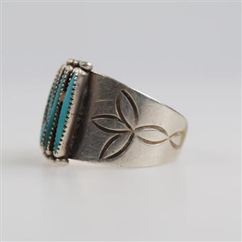 Silver Zuni Turquoise Needlepoint Paloma Ring