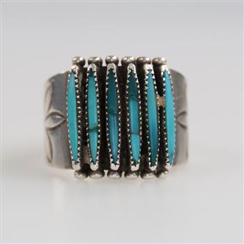Silver Zuni Turquoise Needlepoint Paloma Ring