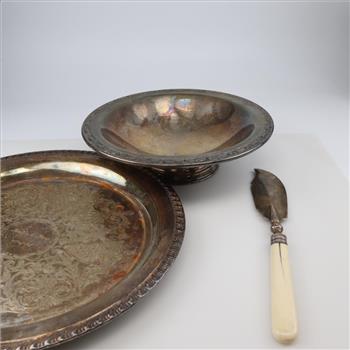 Silver-plated Decorative Serving Ware, 3 Pieces