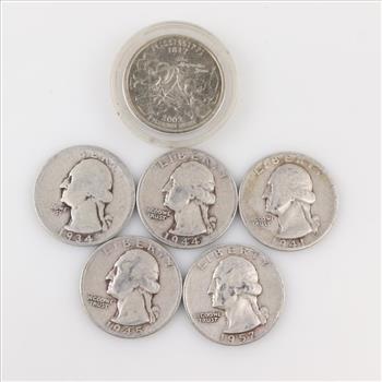 Six US Quarters, Including Silver