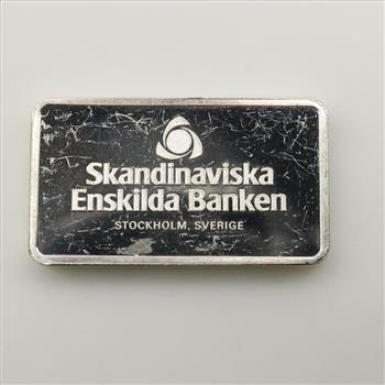 Skandinaviska Enskilda Banken Sweden Proof Silver 1000 Grain Bar