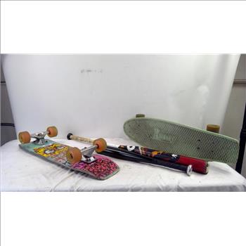 Skateboard, Softball Bat, 4 Pieces