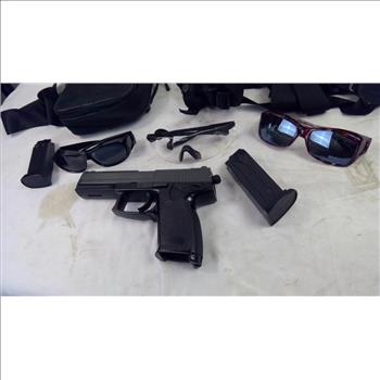 Sling Bag, Fitover Sunglasses, Safety Glasses, BB Gun, And Gun Holster, 6 Pieces