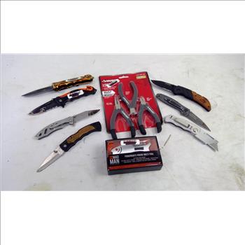 Snake Eye, Tac-Force, And More Knives, 7 Pieces With Husky Plier Set And Multitool