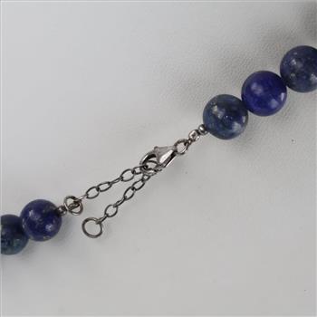 Sodalite Beaded Silver Clasp Necklace