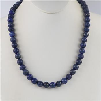 Sodalite Beaded Silver Clasp Necklace