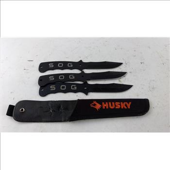 SOG Throwing Knives, Set Of 3 With Husky Sheath