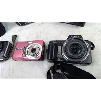 Sony, Canon, Polaroid Digital Cameras, JVC Camcorder, Polaroid 600 Land Camera, 5 Pieces