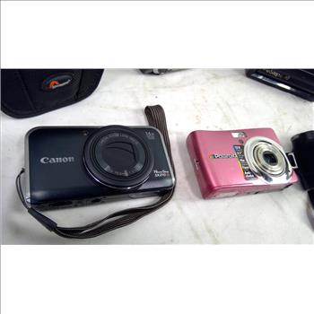Sony, Canon, Polaroid Digital Cameras, JVC Camcorder, Polaroid 600 Land Camera, 5 Pieces