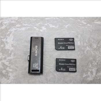 Sony Memory Stick PRO Duo Mark 2 Memory Cards And USB Flash Drive, 3 Pieces