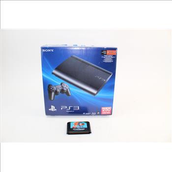 Sony PS3 250gb System & Sega Genesis Game Sonic 16 Bit Cartridge Game; 2 Pieces