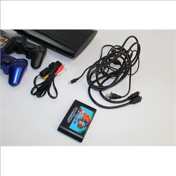 Sony PS3 250gb System & Sega Genesis Game Sonic 16 Bit Cartridge Game; 2 Pieces