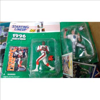Sports Trading Card Bulk Lot, 100+ Pieces With Video Game/Sports Figurines