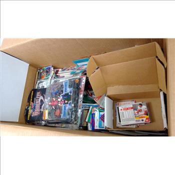 Sports Trading Card Bulk Lot, 100+ Pieces With Video Game/Sports Figurines